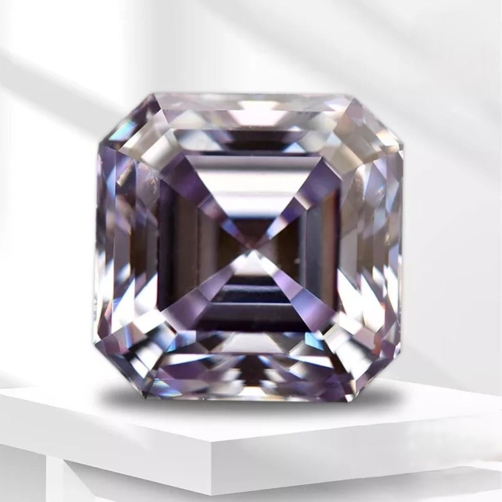 Loose Moissanite Purple Clean Asscher Cut 7.00 MM