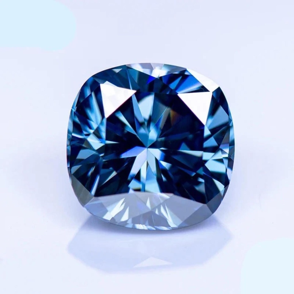 Loose Moissanite Royal Blue Clean Cushion Cut 8.00 MM