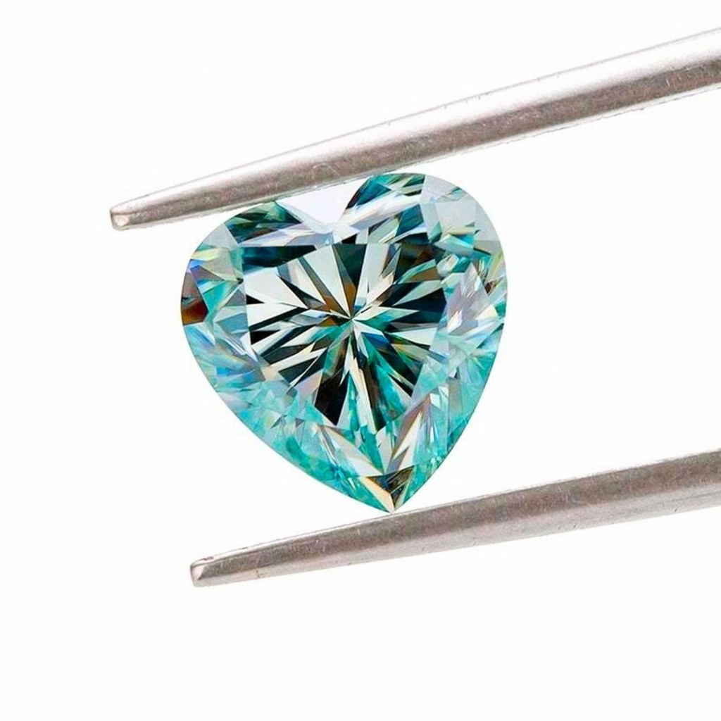 Loose Moissanite Vivid Green Clean Heart Cut 9.50 MM