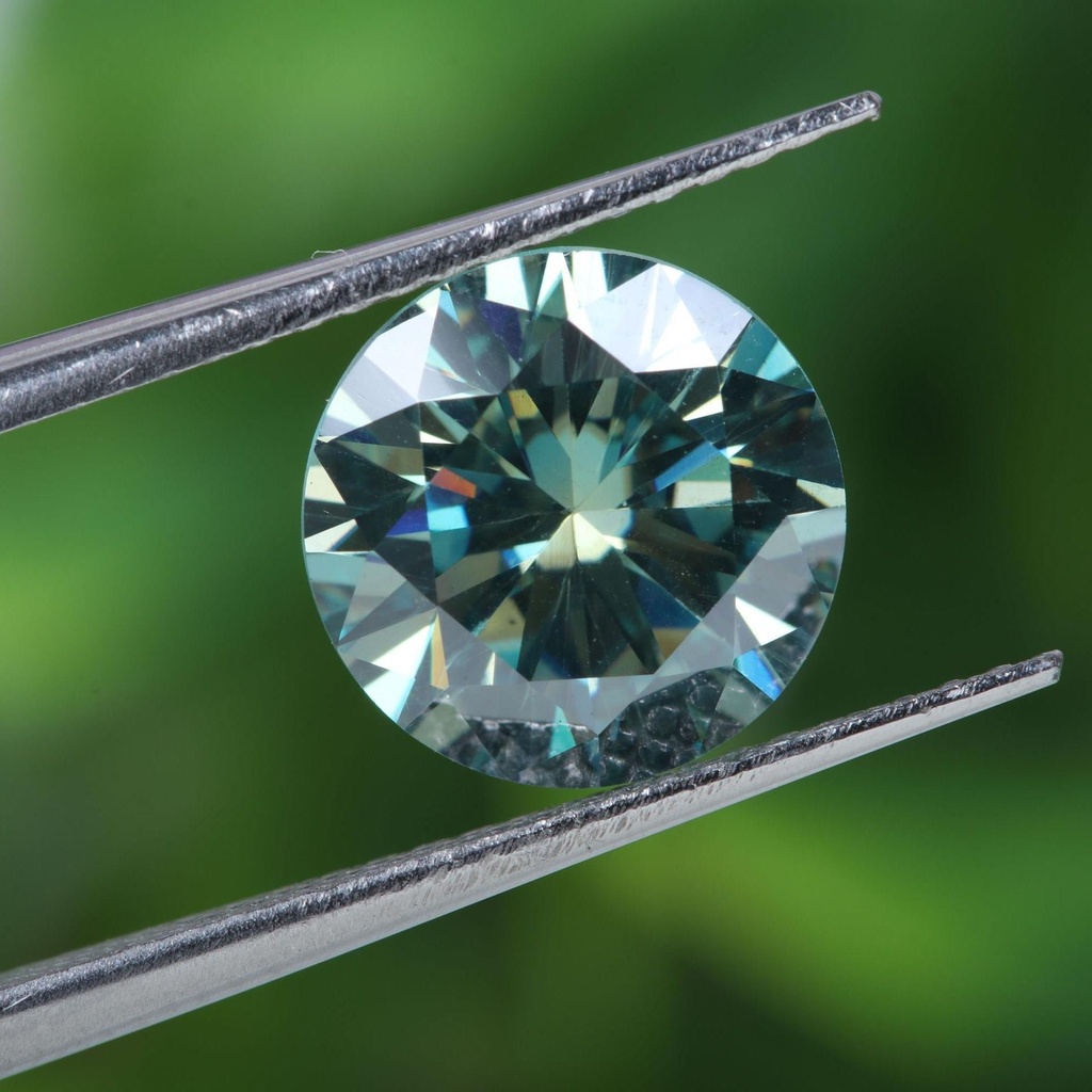 Loose Moissanite Vivid Green Clean Round Cut 9.75 MM