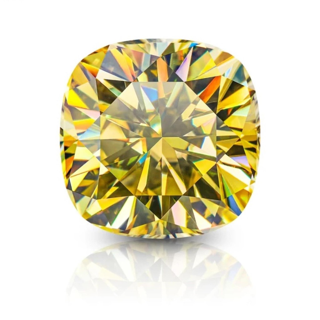 Loose Moissanite Yellow Clean Cushion Cut 6.00 MM
