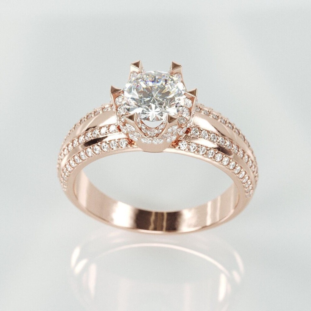 Forever One Moissanite Engagement Ring | 14k Rose Gold Engagement Ring Set 