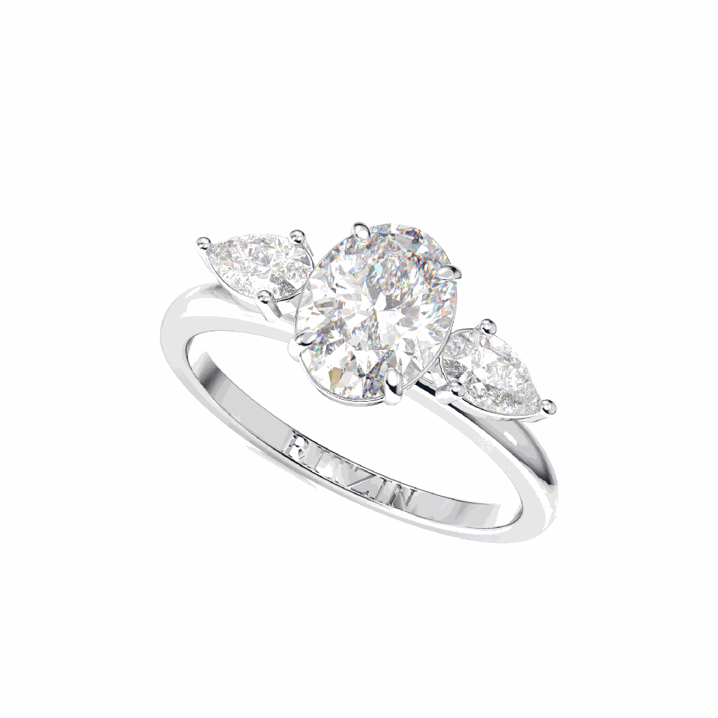 Oval Diamond Three Stone Engagement Ring for Women