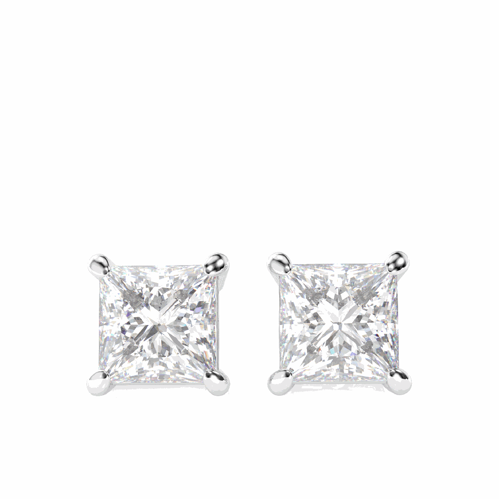 Princess Cut Stud Earring For Women