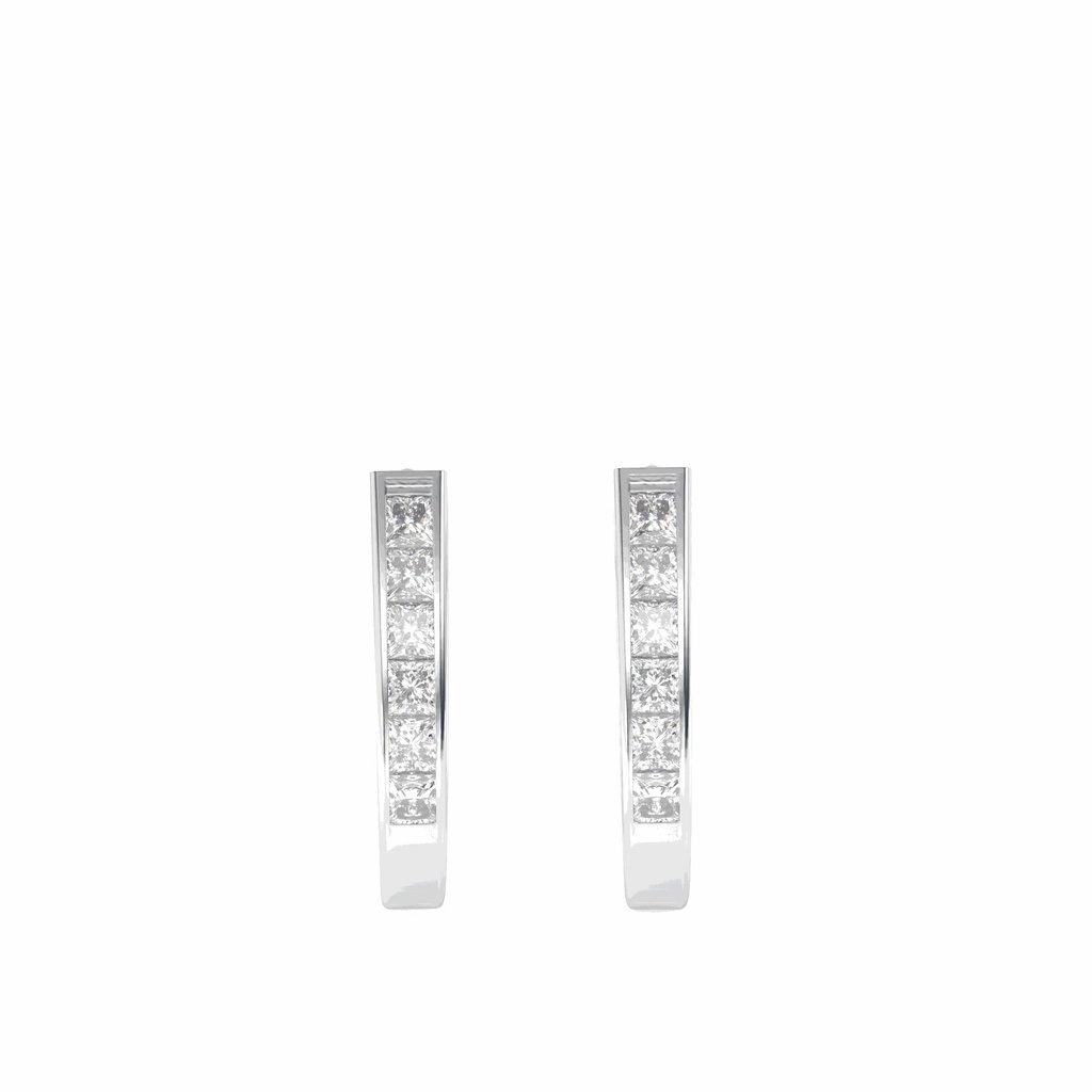 Princess Cut Stone Hoop Earring For Women