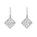 Asscher Cut Moissanite Solitaire  Drop Dangle Earring For Women