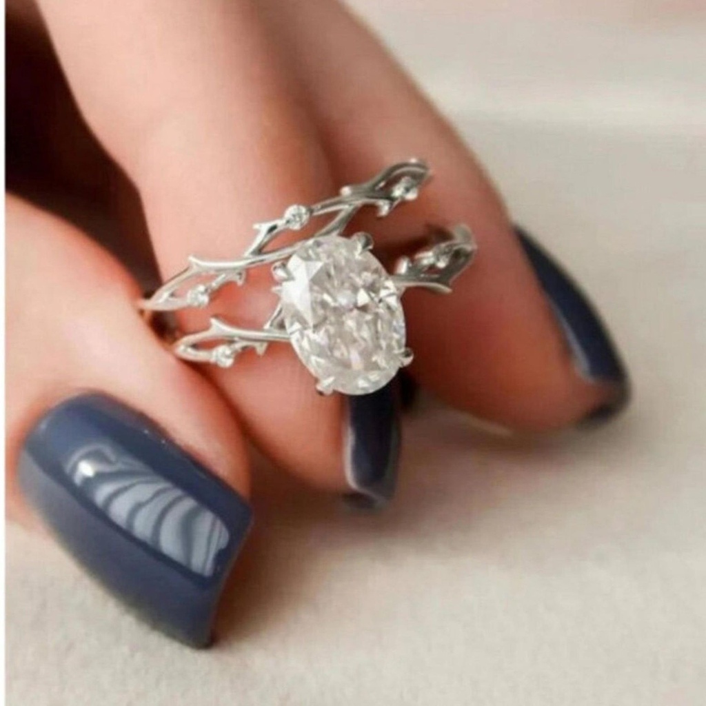 Oval Cut Stone Engagement Bridal Set Ring for Women