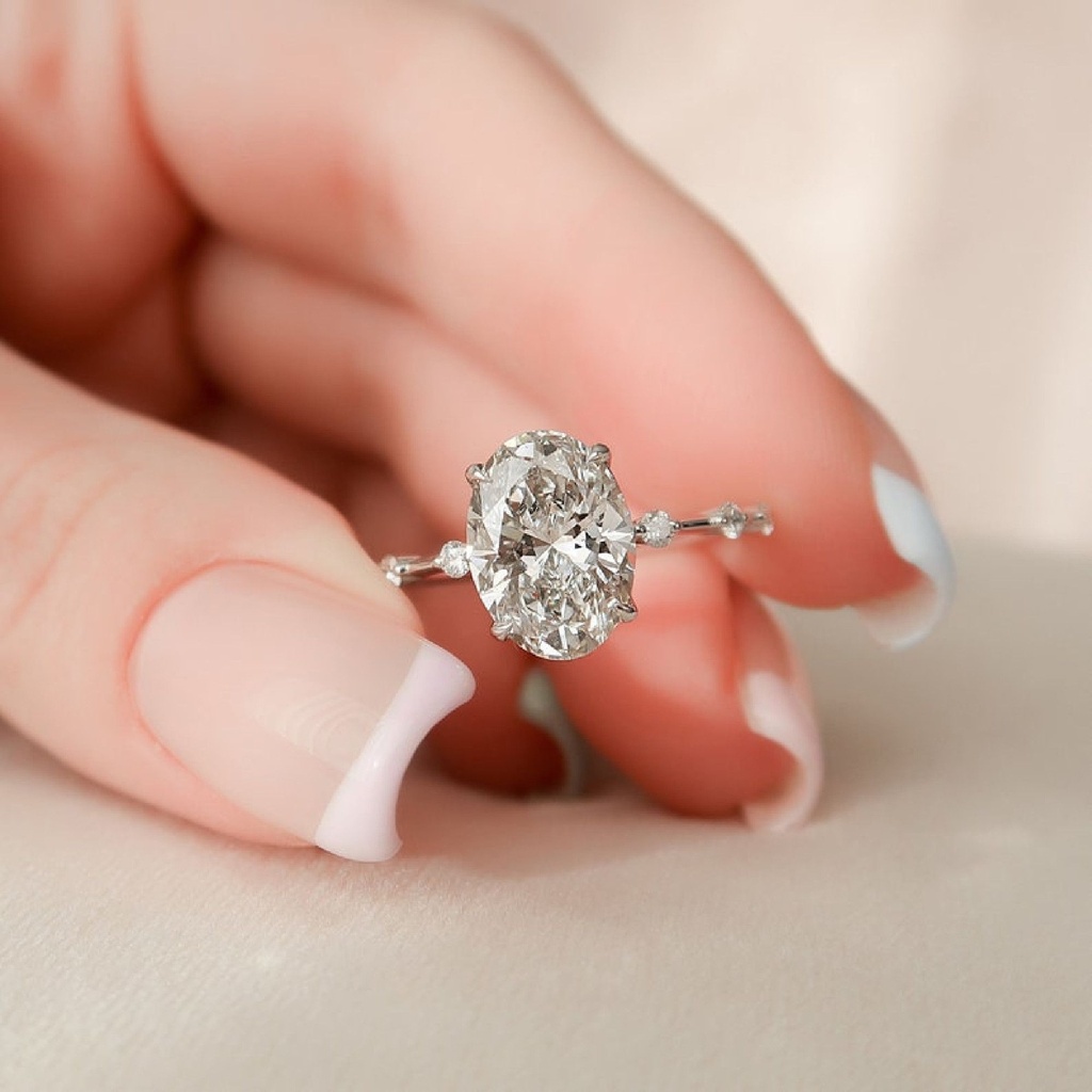 Oval Cut Stone Anniversary Ring for Her