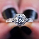 Round Cut Lab Grow Diamond Engagement Ring, Cocktail Ring, Antique Art Deco Filigree Ring, 14K White Gold, Tiara Wedding Ring, Ladies Gift