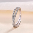 Round Moissanite Cross Over Womens Band/3/4 Eternity Wedding Band/Solid 18K Gold Moissanite Band/Criss Cross Anniversary Gift For Her/X Ring