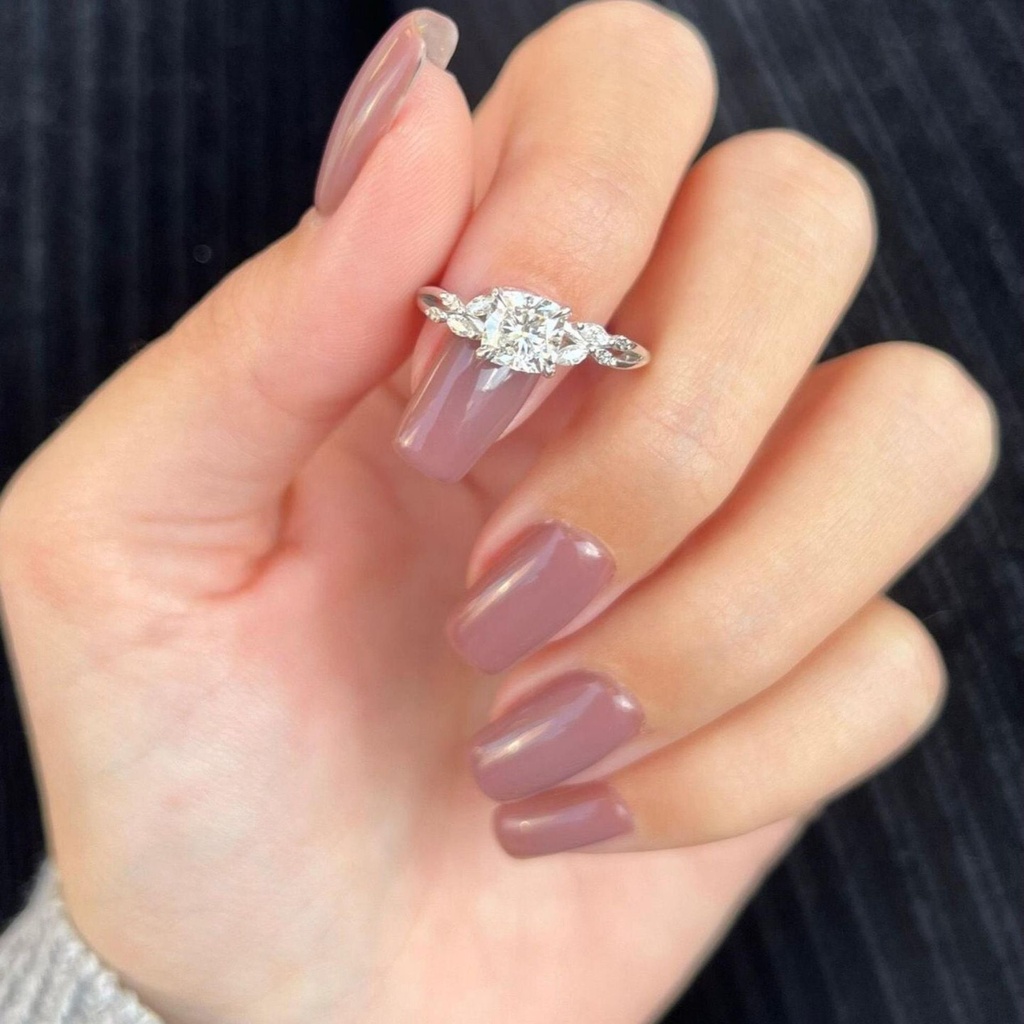 Cushion diamond Nature inspired engagement ring, IGI CERTIFIED Lab Grown Diamond, leaf Branch Twig Ring, 14K/18K