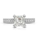 Asscher Lab Grown Diamond Engagement Ring with a Vintage Style Cathedral Shank, 14K White Gold, IGI CERTIFIED