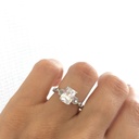 Art Deco Wedding Ring, Solitaire Ring, Sterling Silver Rhodium Plated Radiant Diamond Engagement Ring, Flawless Wedding Ring, Vintage Promise Ring