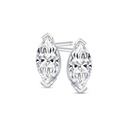14k White Gold Pair of Marquise Cut Natural Diamond Stud Earrings Screw Back Or Push-in