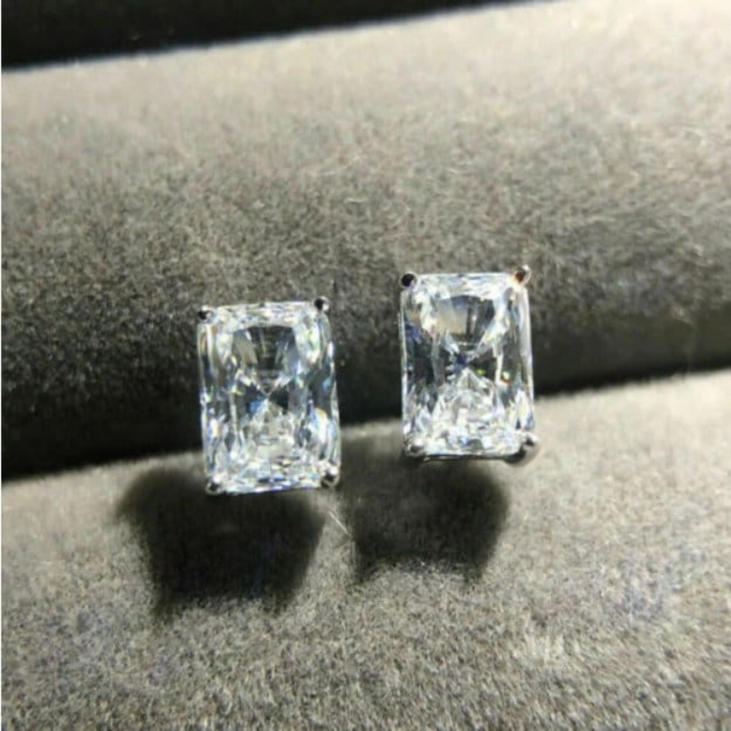 Radiant Cut Colorless Moissanite Earrings, Earrings for Women, Stud Earrings, Wedding Earrings, Screw Back Earrings, Gift for Her