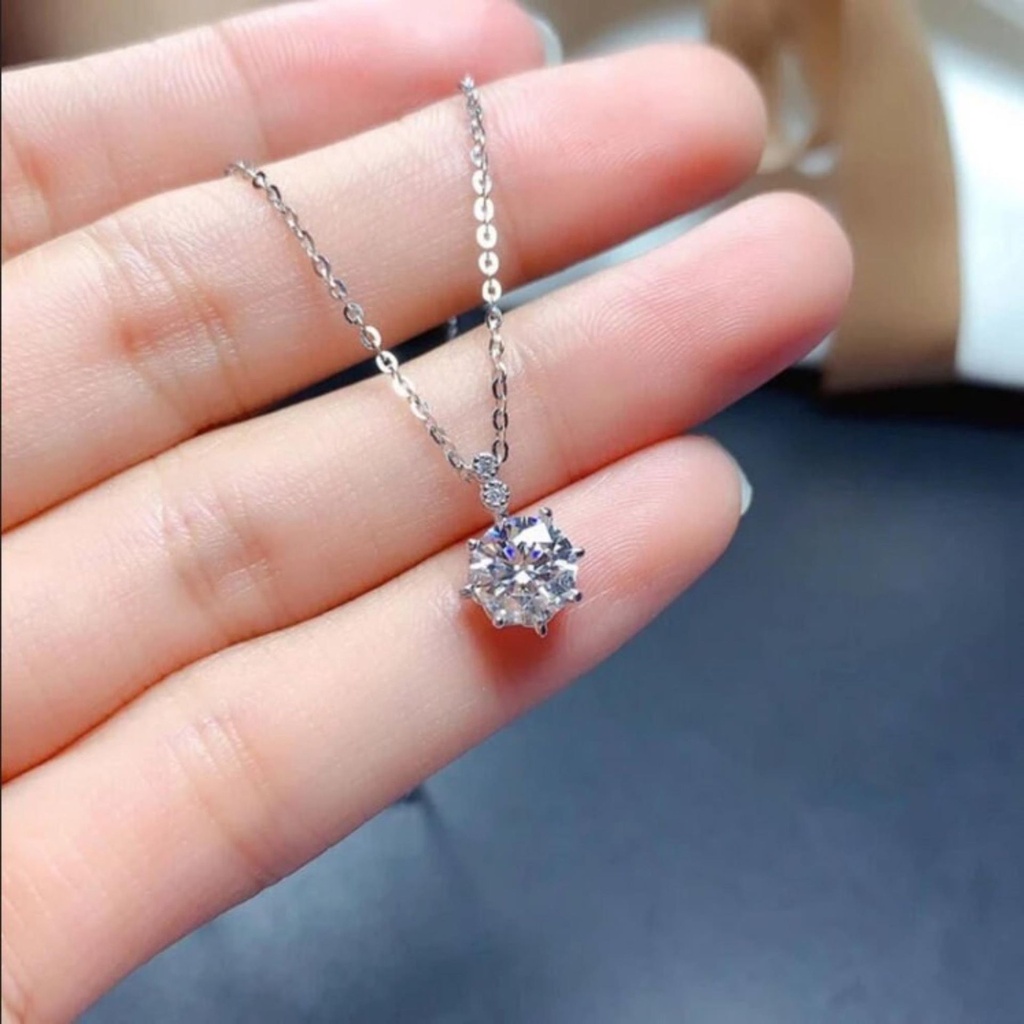  Brilliant Round Moissanite Diamond Pendant In Solid 14K White Gold Pendent Necklaces