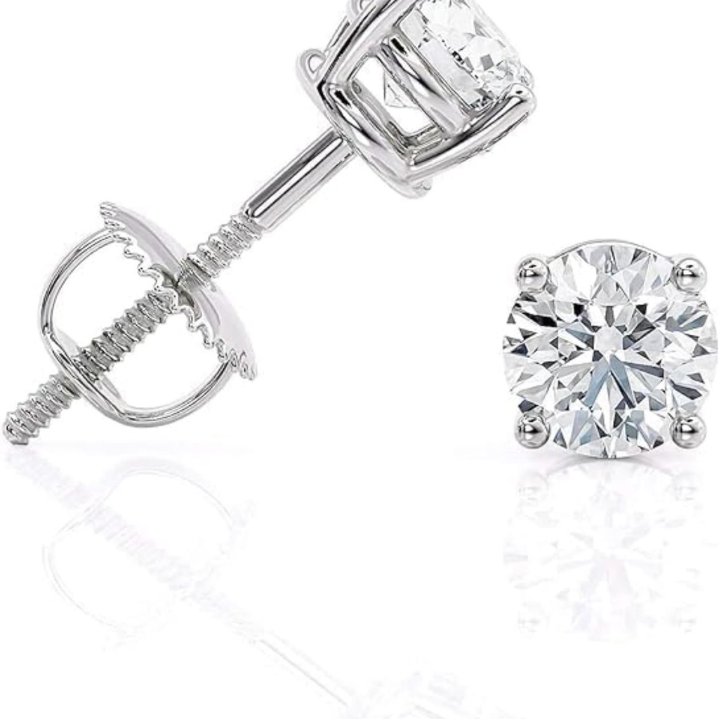 IGI Certified Lab Grown Diamond Stud Earrings for Women I 14k White Gold Earrings I Secure Screw Back Earrings Made in USA by Beverly Hills Jewelers