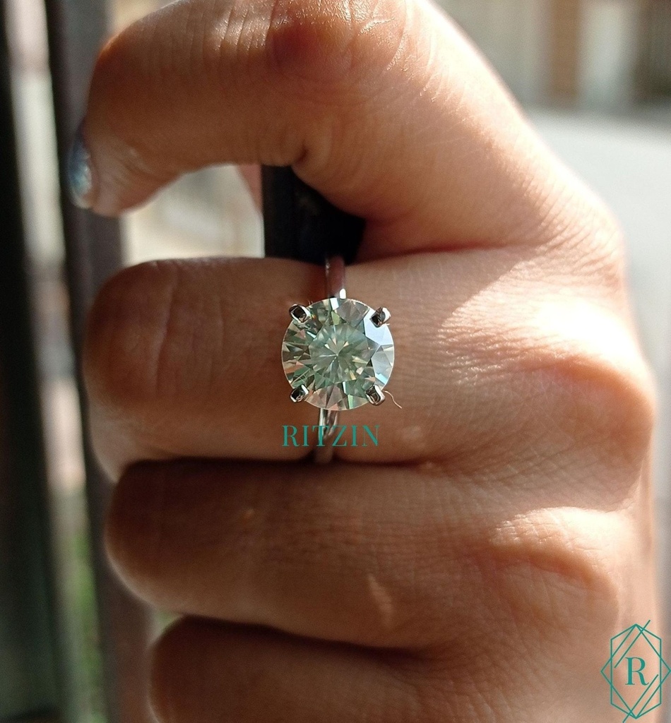 Handmade Jewelry/  Round Cut Engagement Ring/ 4 Prongs Solitaire Rings/ Bridal Stacking Rings/ Round Cut Solitaire Rings