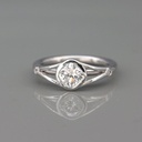 Handmade 14k White Gold Floating Moissanite Engagement Ring | White gold engagement ring set with Cushion C &amp; C Forever One Moissanite Ring