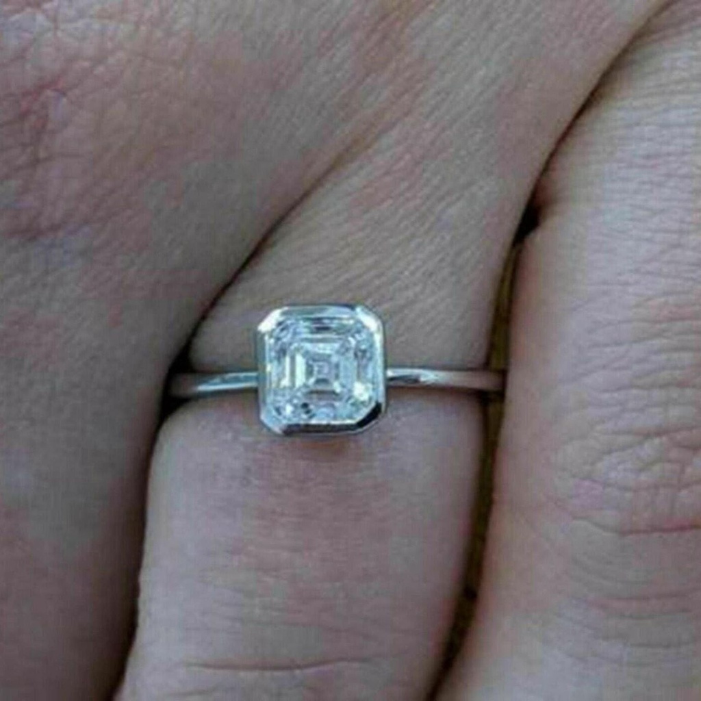 Asscher Cut Bezel Set Engagement Ring For Women's, Fine Jewelry, Wedding Ring, Custom Order, Handmade Jewelry