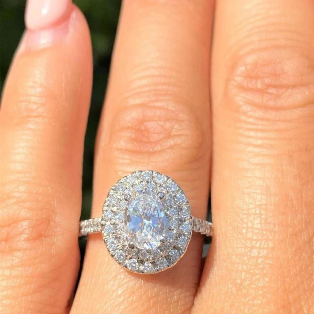 Double Halo  Engagement Ring,Women's Wedding Ring, Custom Order, Fine Jewelry, Anniversary Gift, Birthday Gift