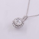 Lab Grown Diamond Halo Wedding Pendant, Round Stone Women's Pendant, Perfect Birthday Gift for Her(Only Pendant)