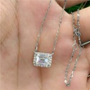 Elegant &amp; Brilliant Emerald Cut Halo East - West Moissanite Pendant 1CT Moissanite 925 Sterling Silver Halo Pendant With Free Silver Chain