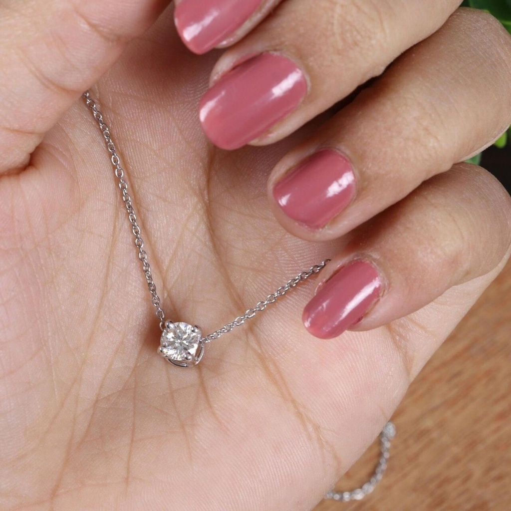 Moissanite Solitaire Pendant Solitaire Diamond Pendant/ Solitaire Diamond 925 Sterling Silver Pendant/ Tiny Pendant/ Dainty