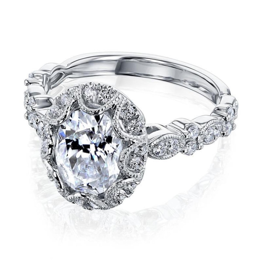 Vintage Style  Oval Cut Ring -Halo Engagement Ring -Lab Diamond Ring -Bridal Wedding Gift -Gift For Wife -14K Gold Ring