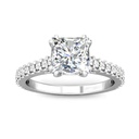 Solitaire With Accents White Princess Cut Cubic Zirconia In 925 Sterling Silver Ring For Engagement