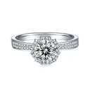 Hidden Halo Brilliant White Round Cut Cubic Zirconia In 925 Sterling Silver Ring For Engagement