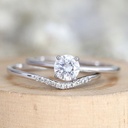 Bridal Set White Round Cut Cubic Zirconia In 925 Sterling Silver Ring For Engagement