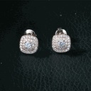 Cushion Style Round Diamond Earrings For Women
