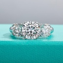 Round Diamond Three Stones Engagement Ring