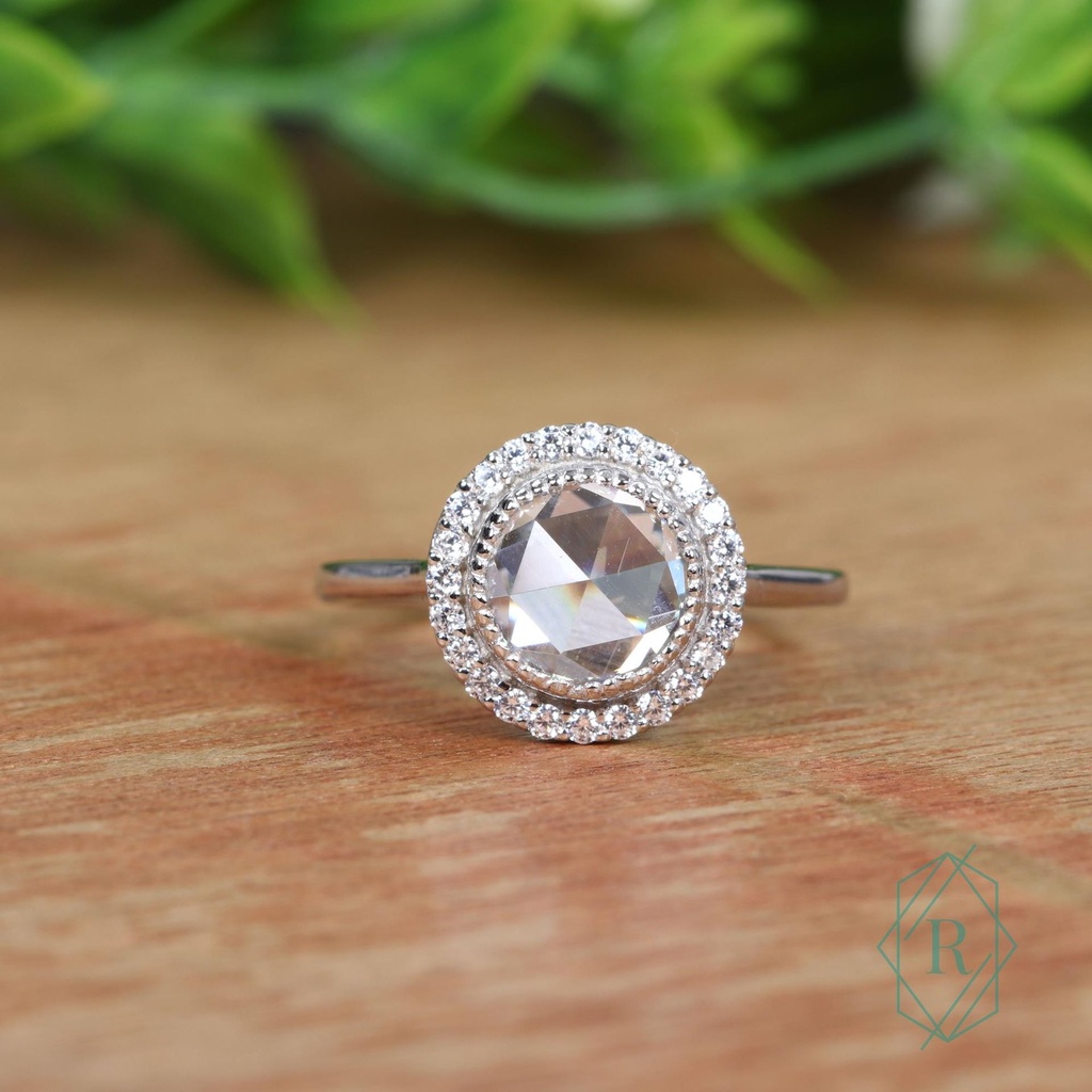 Rose Cut Round Diamond Engagement Ring for Women