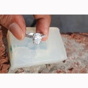 Hidden Halo  White Oval Cut Cubic Zirconia In 925 Sterling Silver Ring For Engagement