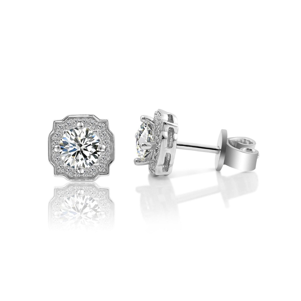  Round Moissanite Diamond Stud Earring