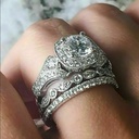 Cushion Shape Round Diamond Engagement Ring for Women