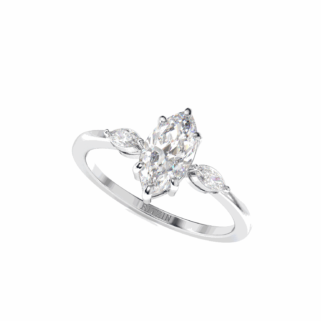 Marquise Diamond  Three Stone Engagement Ring for Women
