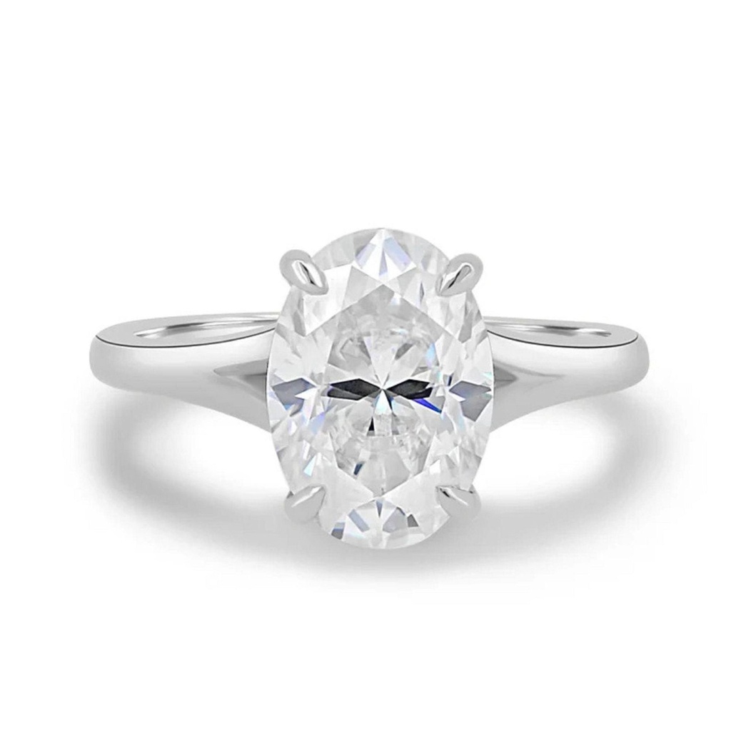 2 CT Oval Cut Moissanite Engagement Ring/14k Solid White Gold Ring/Oval Solitaire Ring/Wedding Proposal Ring/Split Band/Anniversary Gifts
