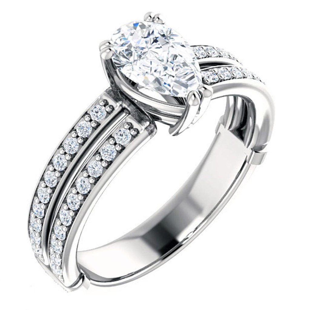 Beautifully Pear Shape Excellent Cut Engagement Ring Set Women