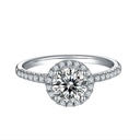 Halo Round Cut Cubic Zirconia In 925 Sterling Silver Ring For Engagement