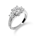 Round Diamond Three Stone Engagement Ring for  Women 