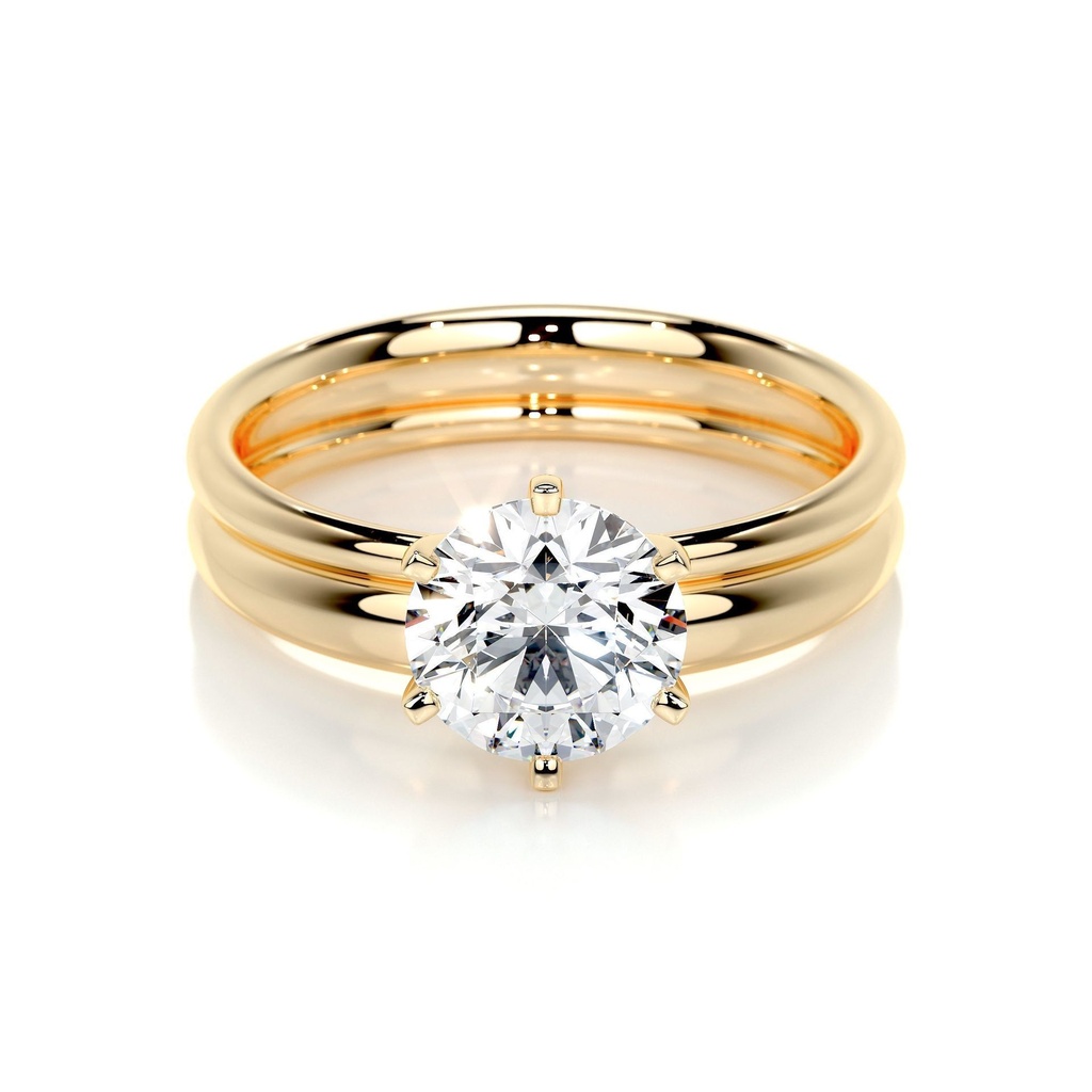 Round Diamond Bridal Set  -18K Yellow Gold