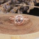 Vintage morganite engagement ring rose gold art deco diamond halo wedding ring antique half eternity crossover ring promise anniversary ring