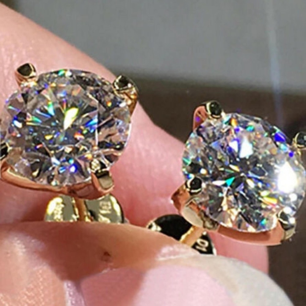 Round Brilliant Cut Colorless Moissanite Earrings, Round Stud Earrings, Wedding Earrings