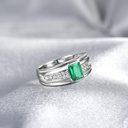 Colombian Emerald Men's Ring Luxury Emerald, Diamond Ring 14K White Gold.
