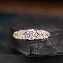 Round Cut Stone Solitaire With Accent Engagement Ring for Women