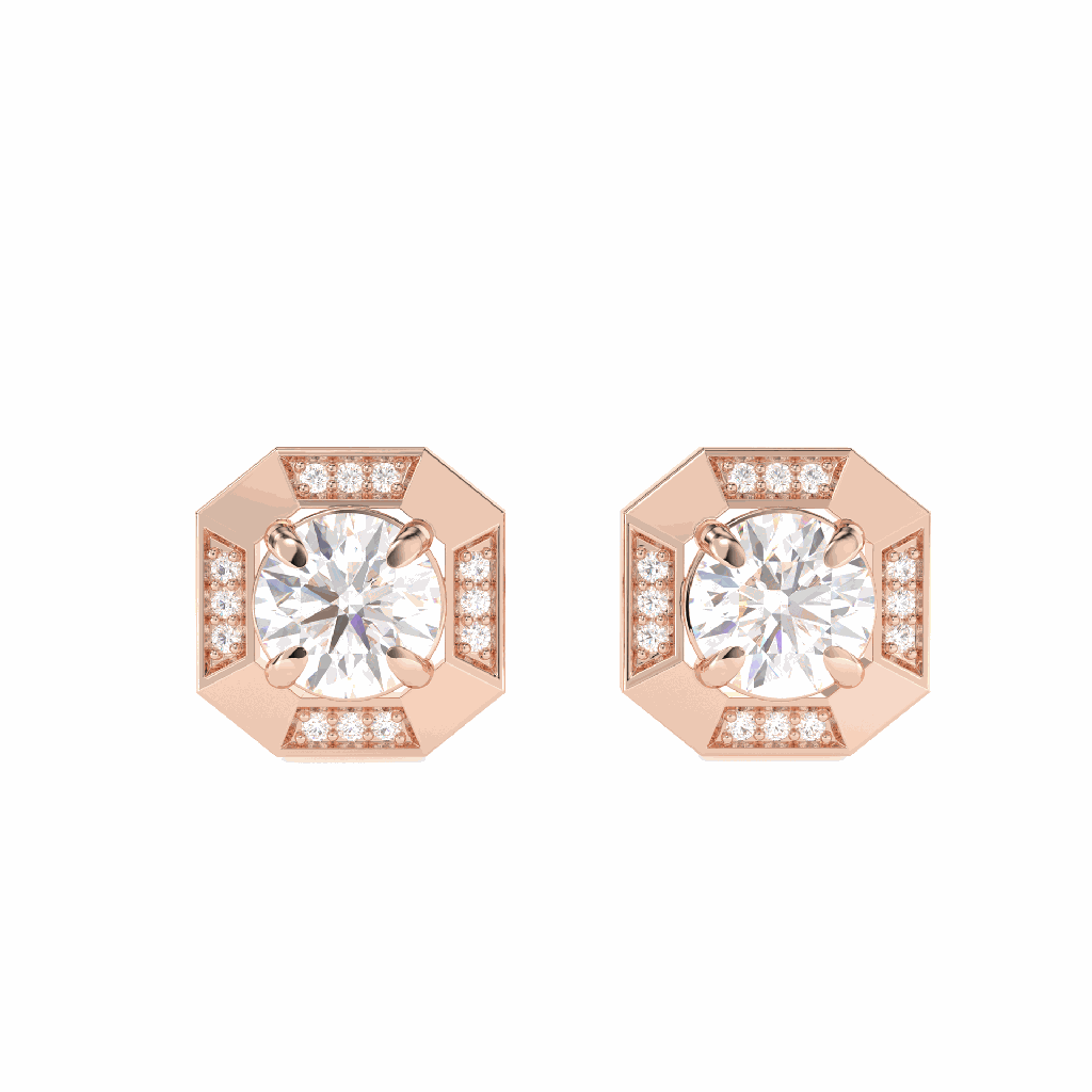 Round  Diamond Stud Earrings For Women