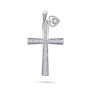  Round Diamond Heart And Cross Design Pendant